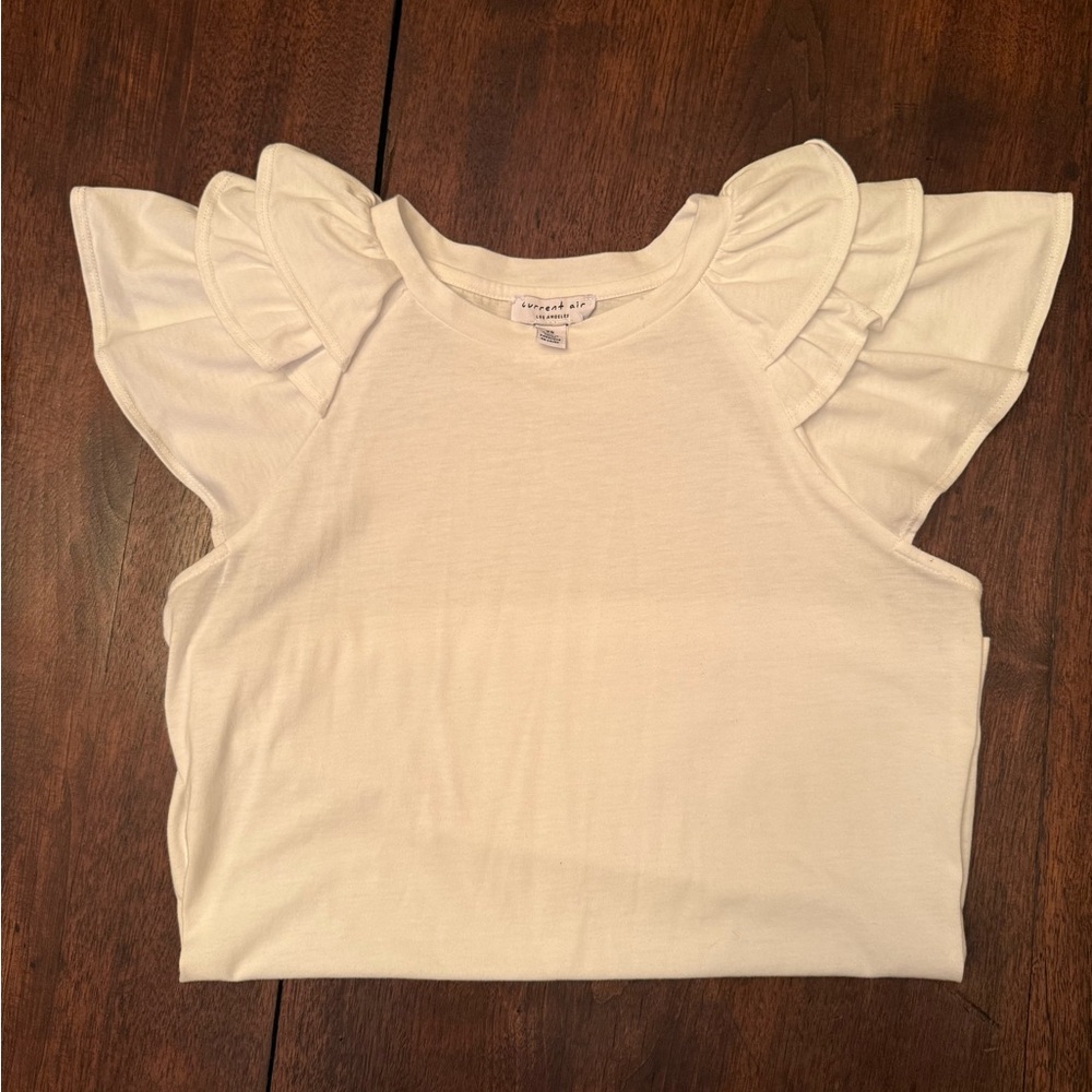 White Ruffle Sleeve Top